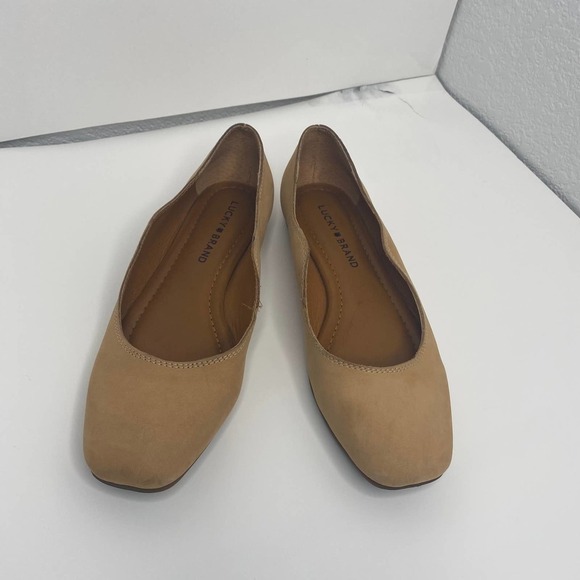 Lucky Brand Women Dellie Beige Brown Ballet Flats Shoes Scallop Sz 7M Comfort - Picture 3 of 11
